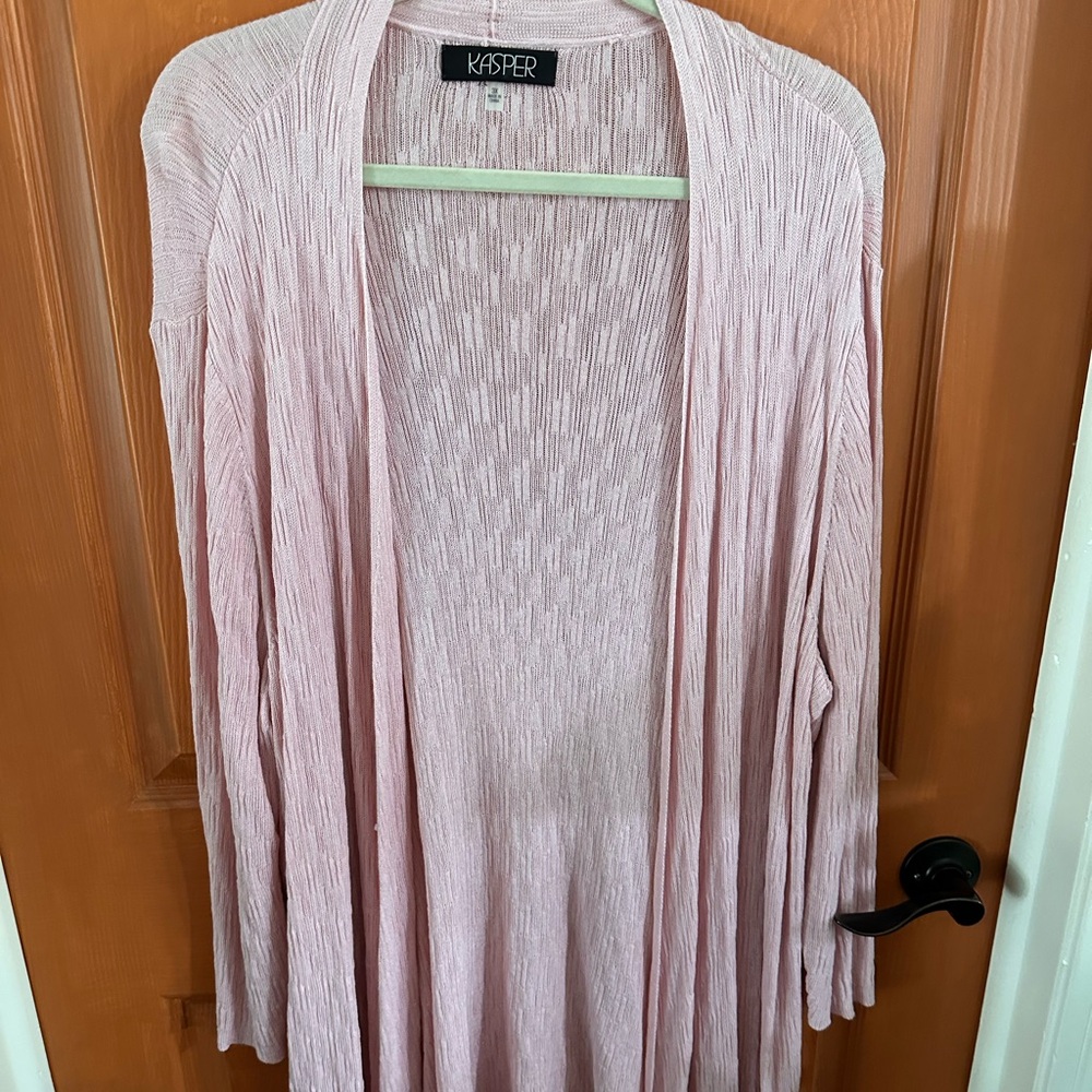 Kasper Soft Blush Open-Front Knit Cardigan